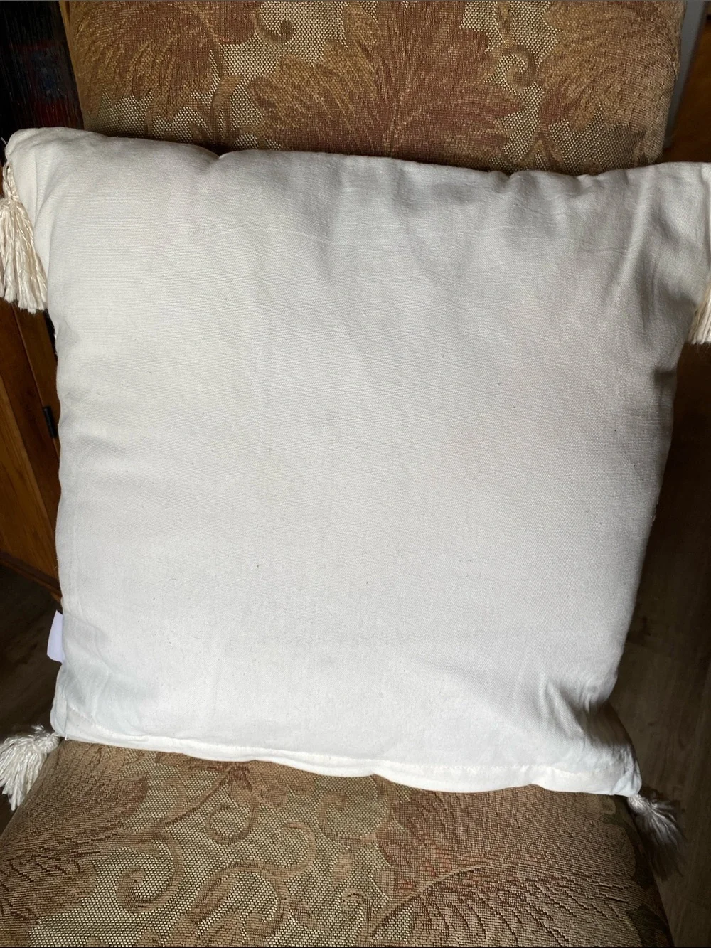 Cream Tufted Pumpkin Accent Pillow with Tassels